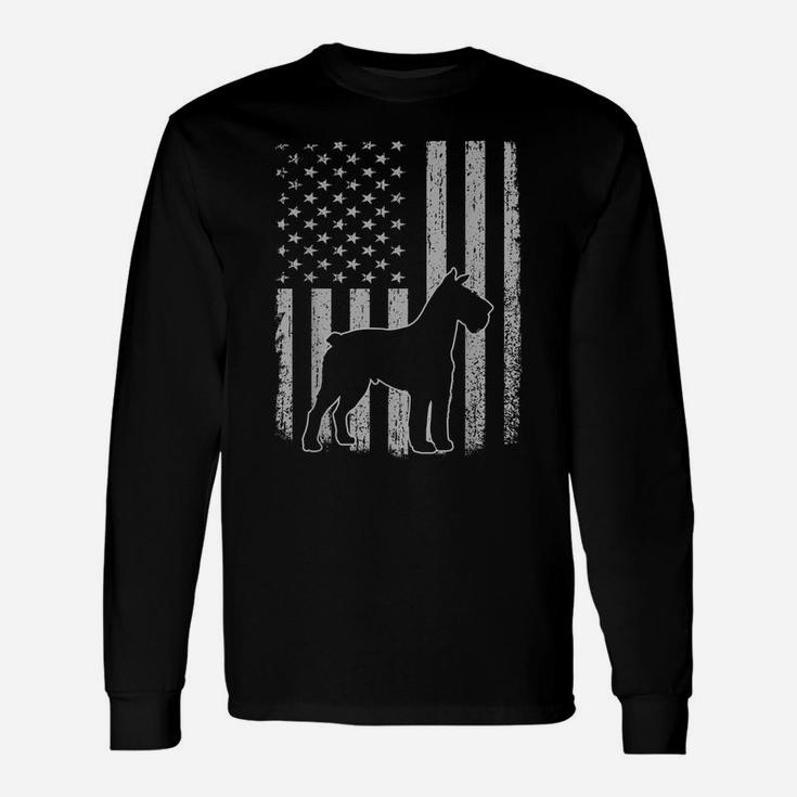 Retro Schnauzer American Flag Dog Dad Dog Mom Unisex Long Sleeve