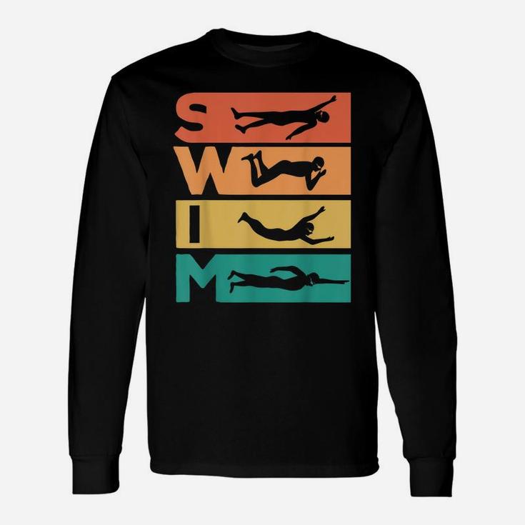 Retro Vintage Swimming Gift For Swimmers Unisex Long Sleeve