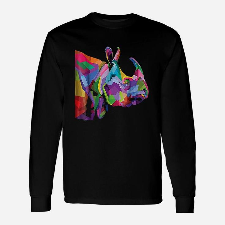 Rhinoceros  Colorful Rhino's Head Pop Art Unisex Long Sleeve