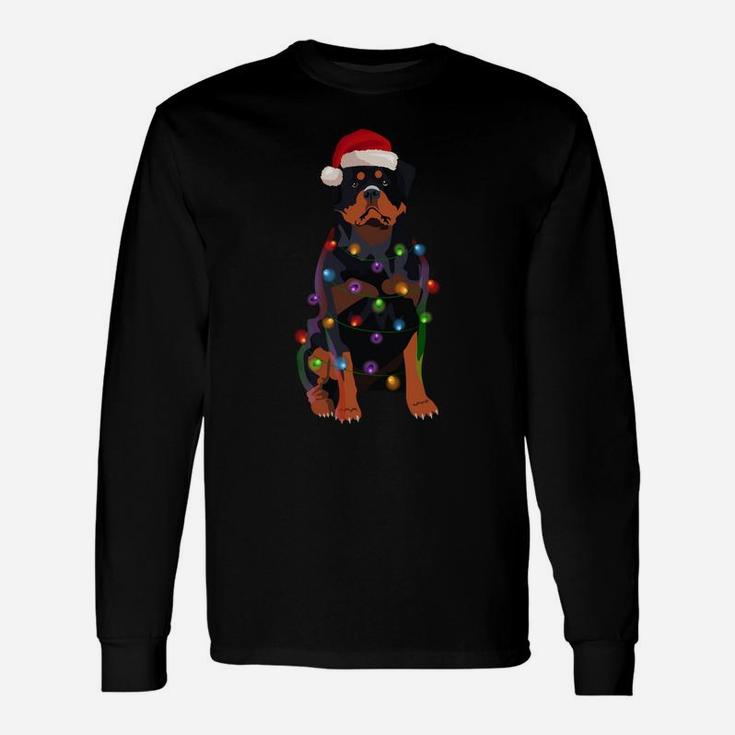 Rottweiler Christmas Lights Xmas Dog Lover Sweatshirt Unisex Long Sleeve