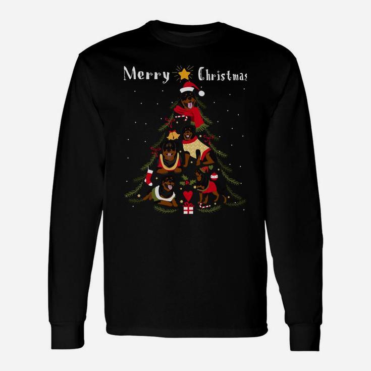 Rottweiler Christmas Tree Xmas Dog Lover Sweatshirt Unisex Long Sleeve