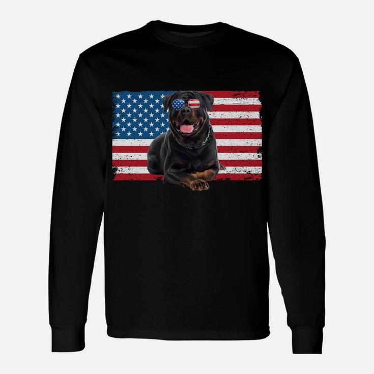 Rottweiler Dad American Flag Dog Lover Owner Rottie Dad Cute Unisex Long Sleeve