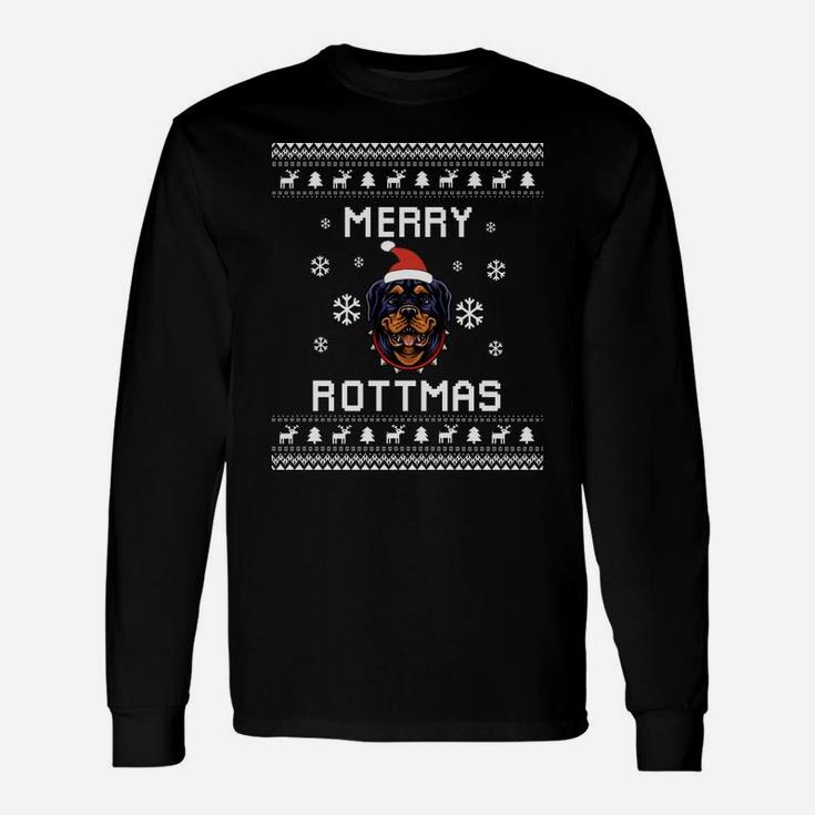 Rottweiler Lover Christmas Ugly Xmas Rottweiler Sweater Gift Sweatshirt Unisex Long Sleeve