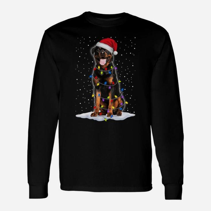 Rottweiler Santa Christmas Tree Lights Xmas Gifts Sweatshirt Unisex Long Sleeve