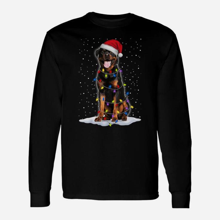 Rottweiler Santa Christmas Tree Lights Xmas Gifts Unisex Long Sleeve