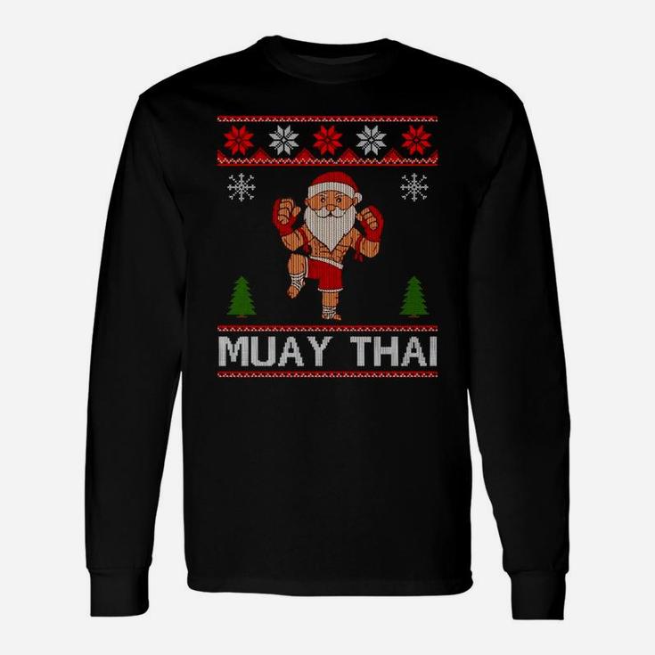 Santa Claus Muay Thai Training Christmas Ugly Sweatshirt Unisex Long Sleeve