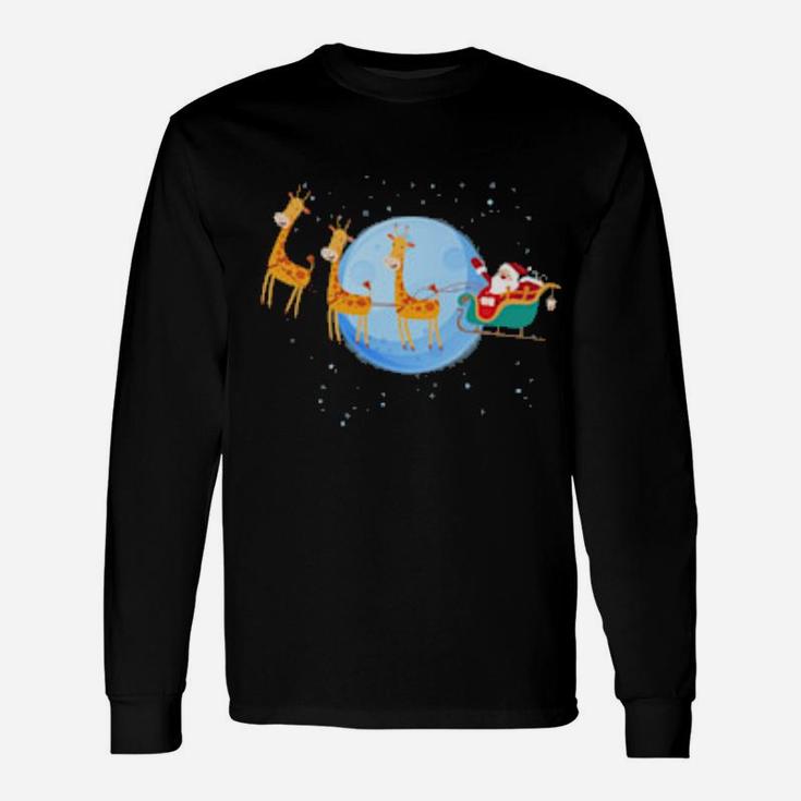 Santa Claus Riding Giraffe Long Sleeve T-Shirt