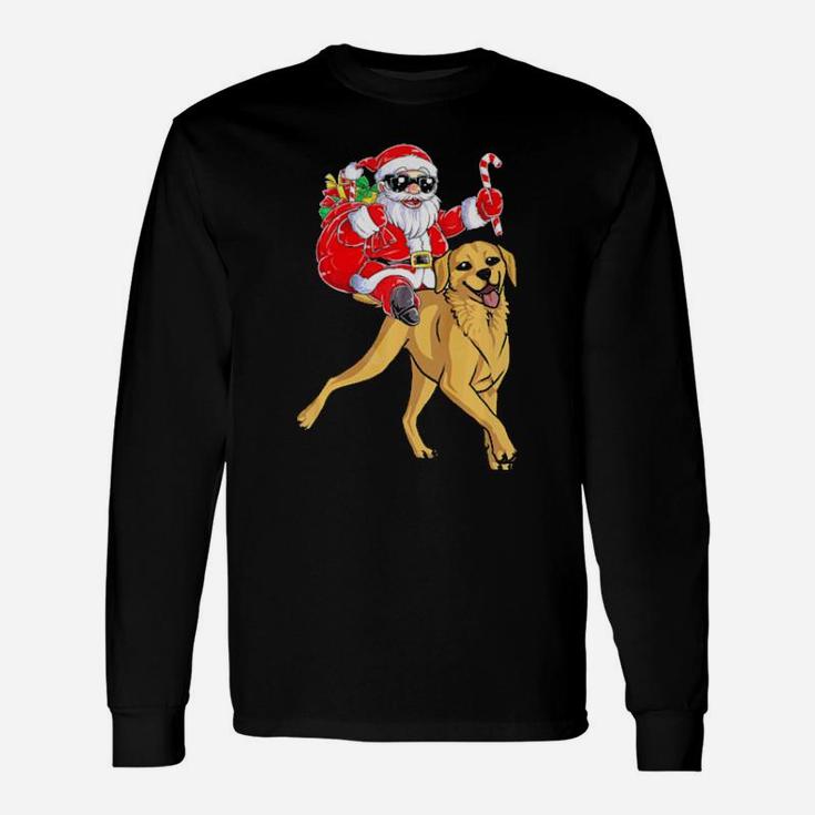 Santa Claus Riding Labrador Retriever Xmas Dog Long Sleeve T-Shirt