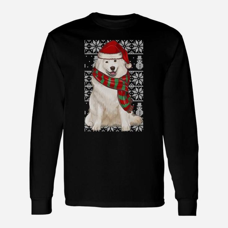Santa Hat Xmas Samoyed Ugly Christmas Sweatshirt Unisex Long Sleeve