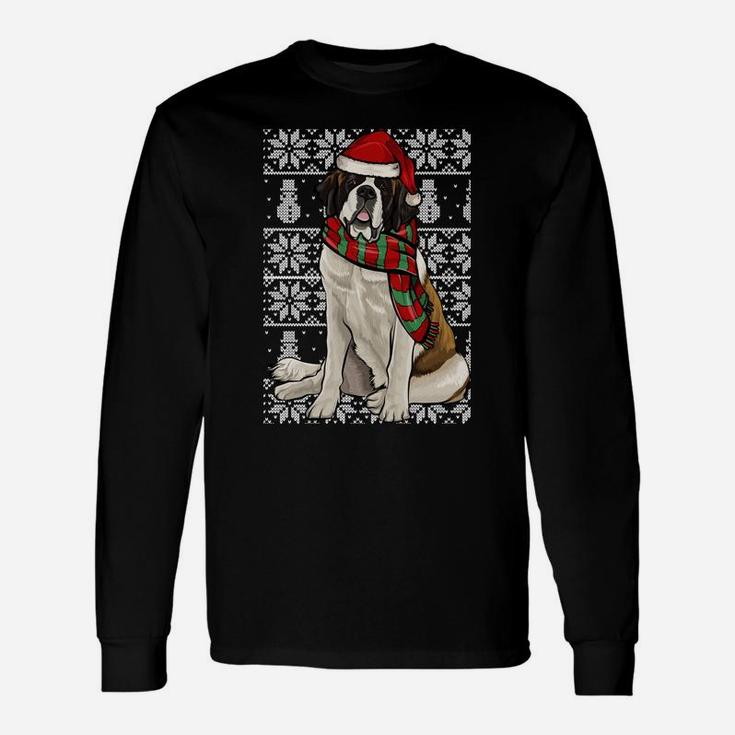 Santa Hat Xmas St Bernard Ugly Christmas Sweatshirt Unisex Long Sleeve