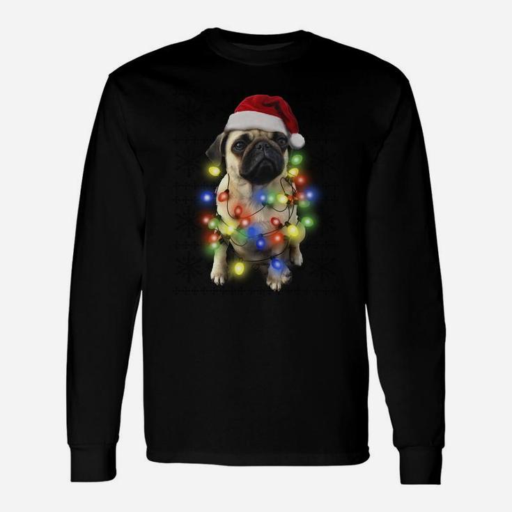 Santa Pug Wrapped In Christmas Light Sweatshirt Unisex Long Sleeve