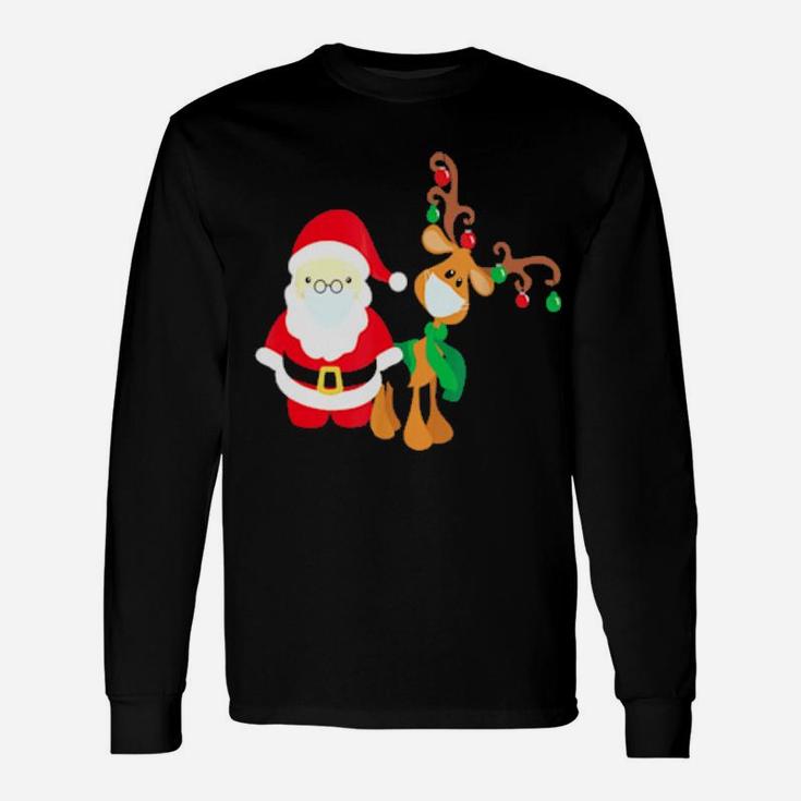 Santa And Reindeer Long Sleeve T-Shirt