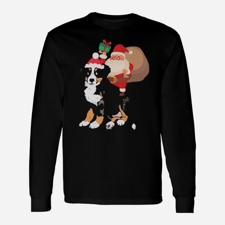 Santa Riding Bernese Mountain Dog Long Sleeve T-Shirt