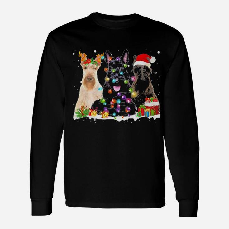 Santa Scottish Terrier Dog Gorgeous Reindeer Long Sleeve T-Shirt