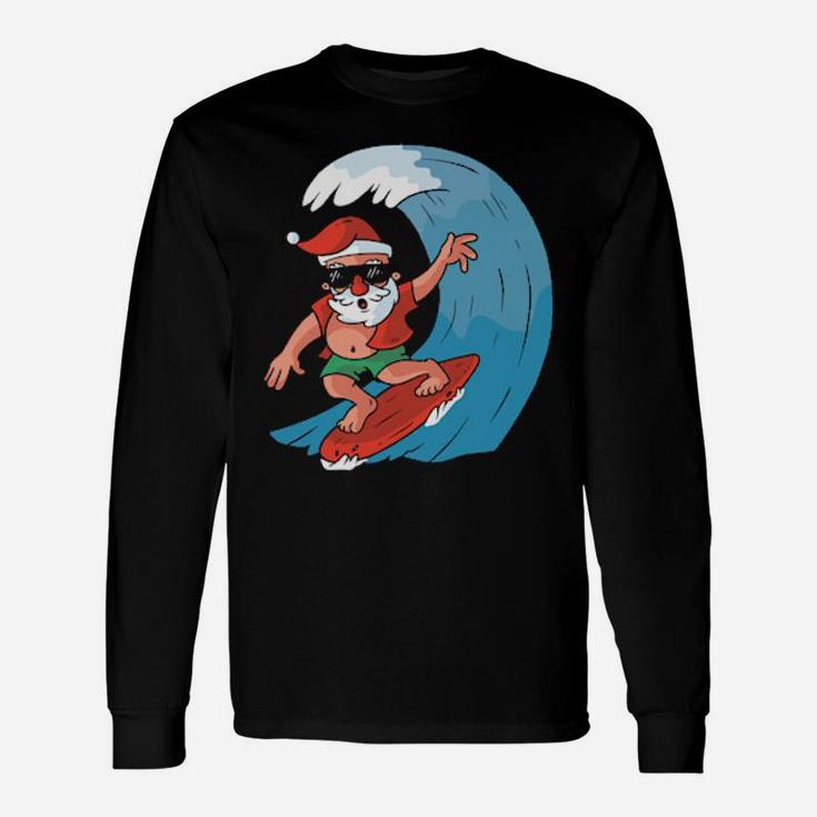 Santa Surfing Art Long Sleeve T-Shirt
