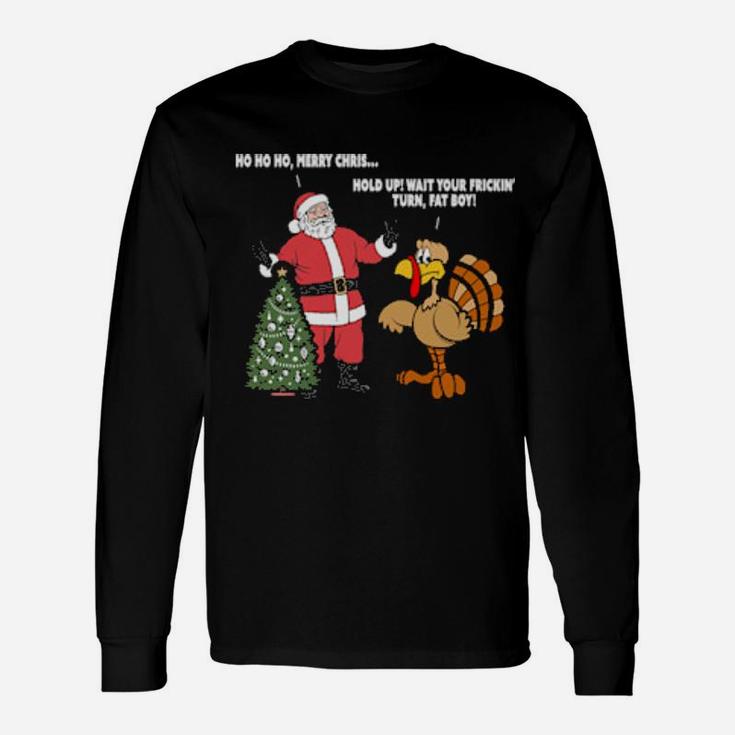 Santa Vs The Turkey Long Sleeve T-Shirt
