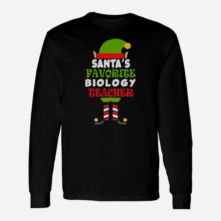 Santa's Favorite Biology Teacher Long Sleeve T-Shirt