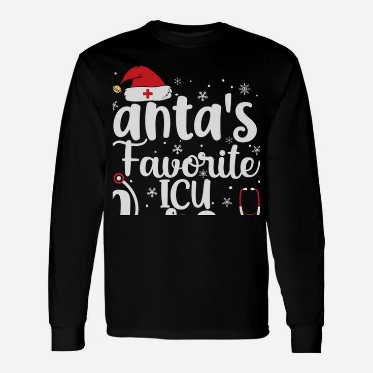 Santa's Favorite Icu Nurse Merry Christmas Cute Nurse Gifts Sweatshirt Unisex Long Sleeve
