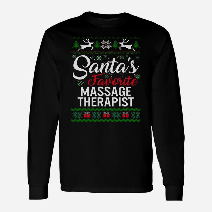 Santas Favorite Massage Therapist Christmas Ugly Family Sweatshirt Unisex Long Sleeve