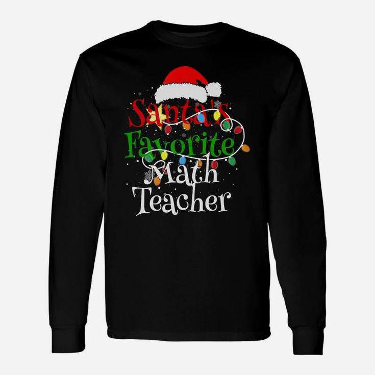 Santa's Favorite Math Teacher Christmas Santa Hat Lights Unisex Long Sleeve