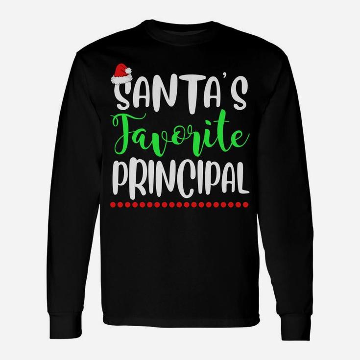 Santa's Favorite Principal School Gift Funny Xmas Sweatshirt Unisex Long Sleeve