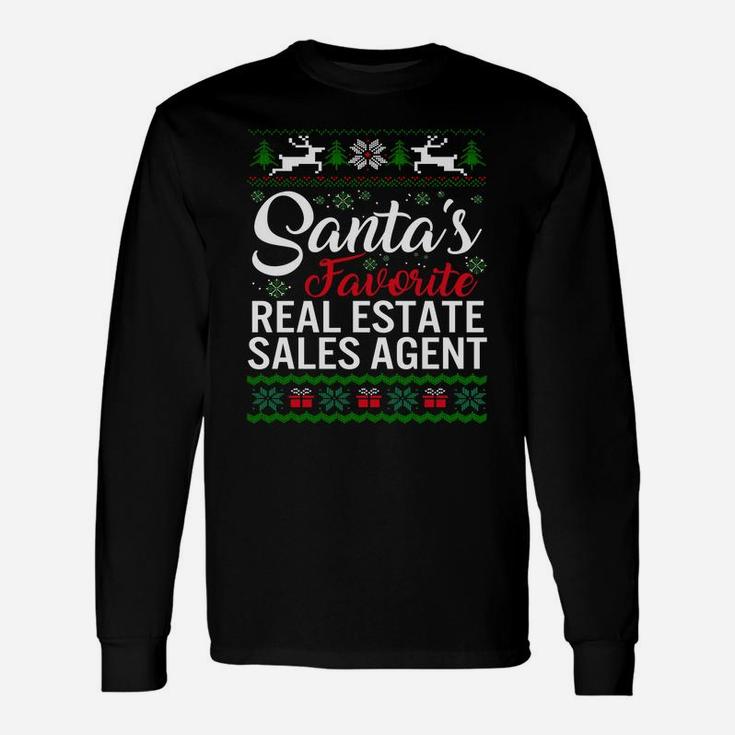 Santas Favorite Real Estate Sales Agent Christmas Ugly Famil Sweatshirt Unisex Long Sleeve