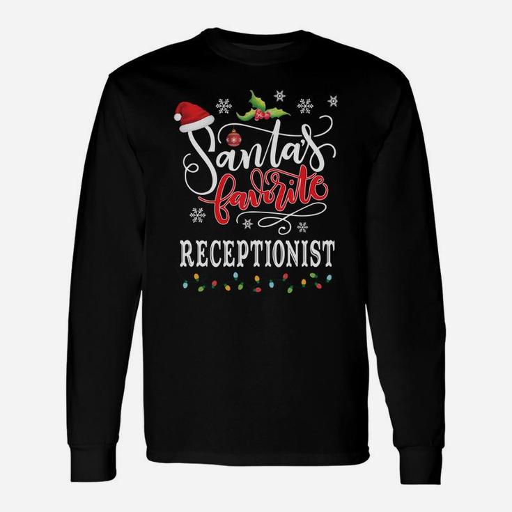 Santa's Favorite Receptionist Funny Christmas Xmas Hat Sweatshirt Unisex Long Sleeve