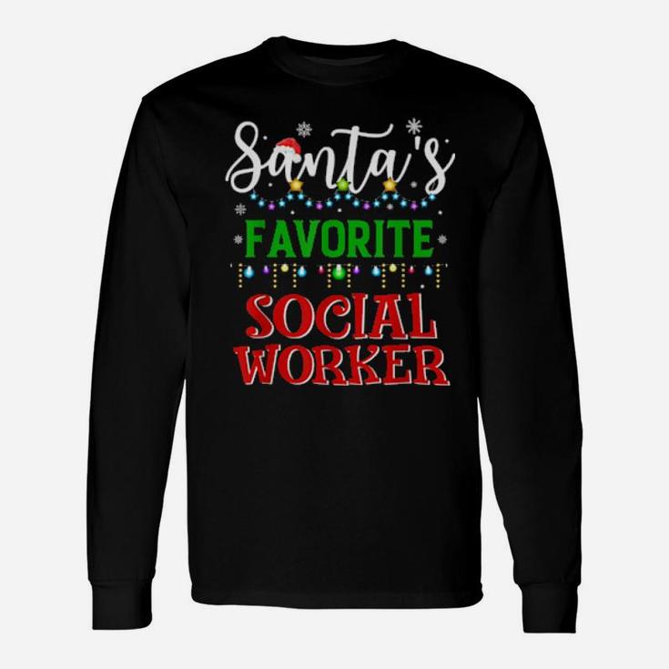 Santa's Favorite Social Worker Matching Xmas Long Sleeve T-Shirt