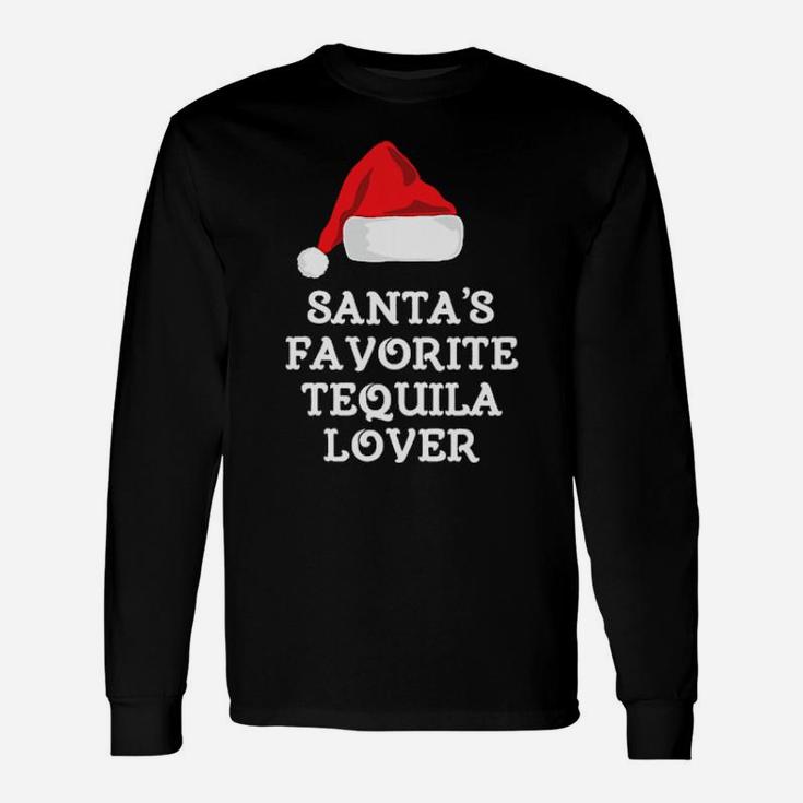 Santa's Favorite Tequila Lover Santa Hat Long Sleeve T-Shirt