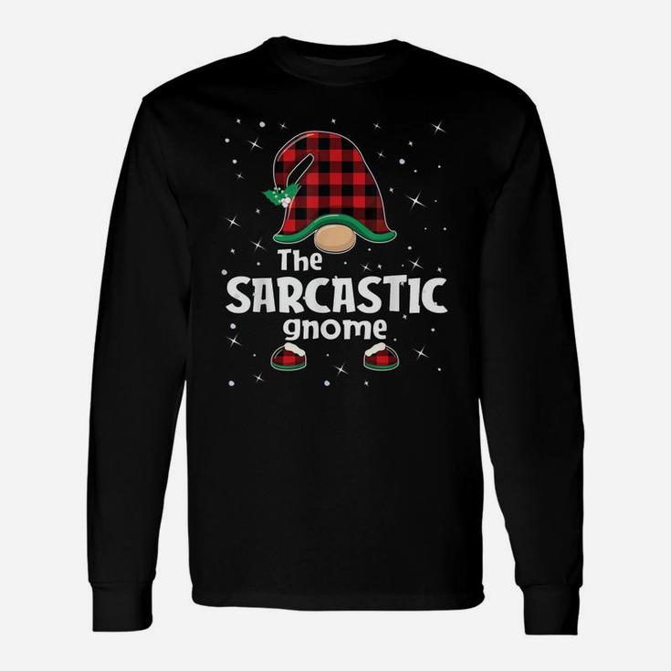 Sarcastic Gnome Buffalo Plaid Matching Christmas Gift Pajama Unisex Long Sleeve