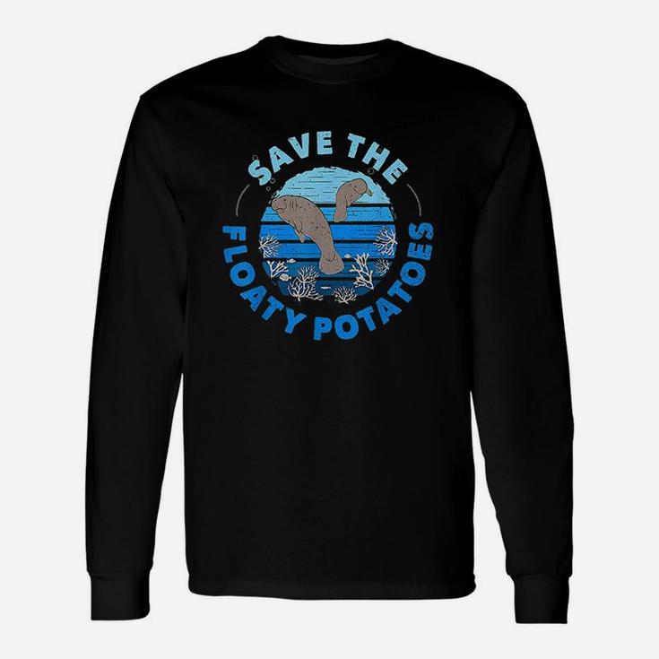Save The Floaty Potatoes Distressed Manatee Long Sleeve T-Shirt