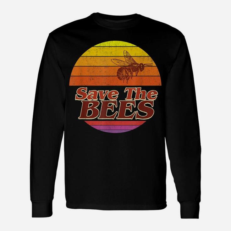 Save The Bees T-Shirt Flower Men Women Vintage Retro Fashion Unisex Long Sleeve