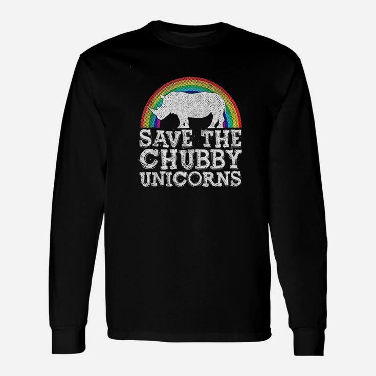 Save The Chubby Unicorns Gift Rhino Conservation Rainbow Unisex Long Sleeve