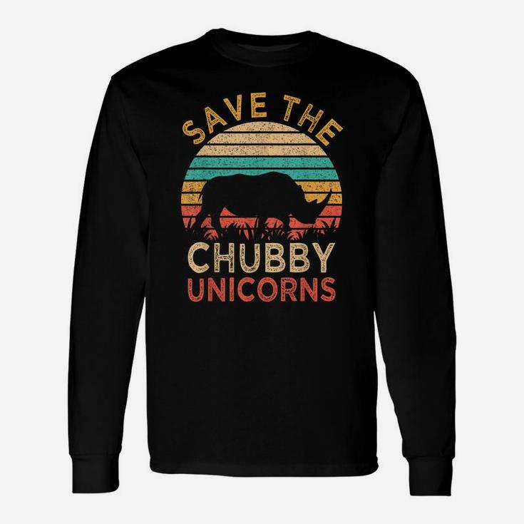Save The Chubby Unicorns Vintage Funny Rhino Animal Rights Unisex Long Sleeve