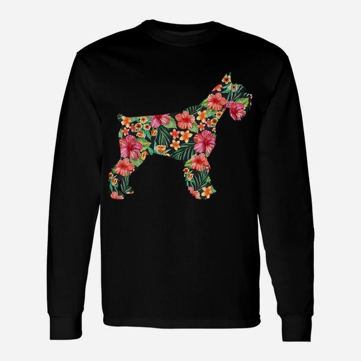 Schnauzer Flower Funny Dog Silhouette Floral Gifts Women Unisex Long Sleeve
