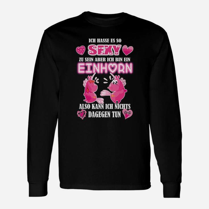 Schwarzes Einhorn Langarmshirts mit Lustigem Spruch für Einhornfans