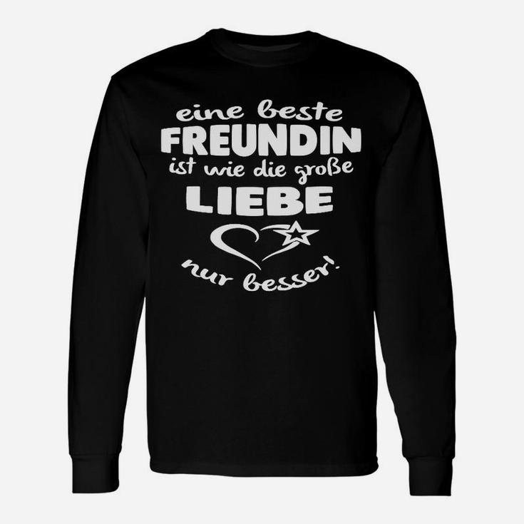 Schwarzes Langarmshirts Beste Freundin Große Liebe - Geschenk für Freundinnen