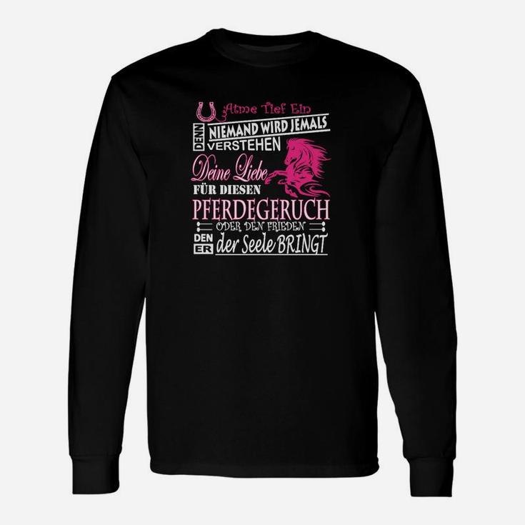 Schwarzes Langarmshirts mit Pferde-Spruch, Ideal für Reiter