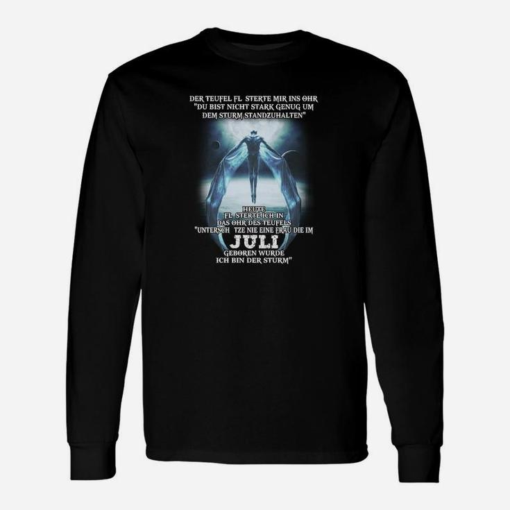 Schwarzes Langarmshirts mit Sci-Fi-Engel-Design, Inspirierender Spruch Tee