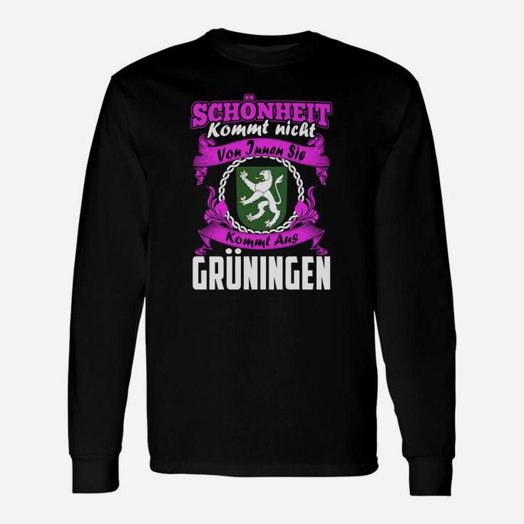 Schwarzes Langarmshirts Schönheit aus Groningen – Witziges Design