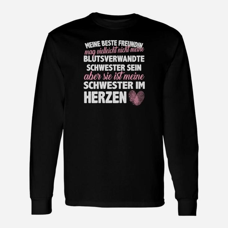 Schwarzes Langarmshirts Schwester im Herzen, Beste Freundin Design