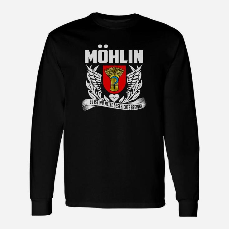 Schwarzes Mohlin Adlerschild Langarmshirts mit Motto