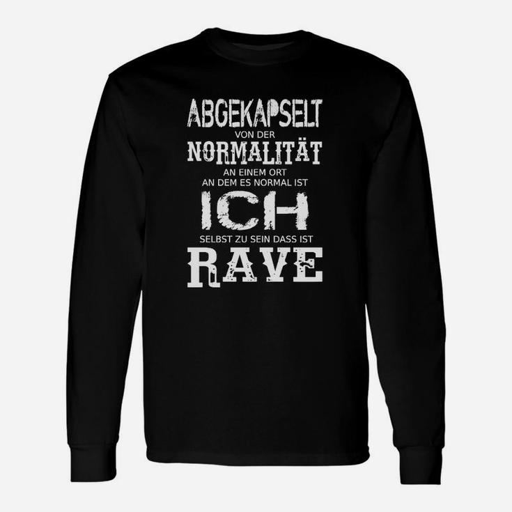 Schwarzes Rave-Langarmshirts Abgekapselt von der Normalität, Party-Oberteil