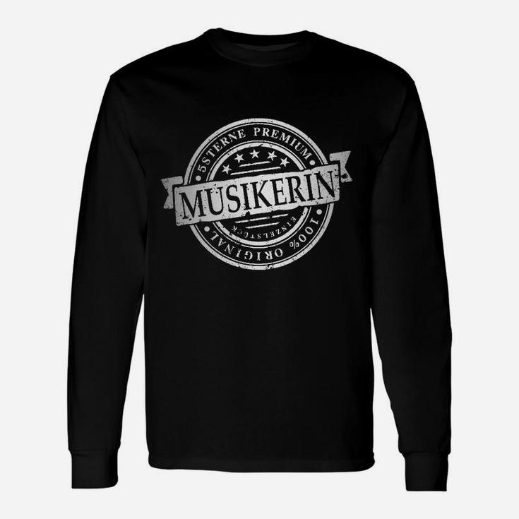 Schwarzes Vintage Musik-Themen Langarmshirts für Musikerinnen