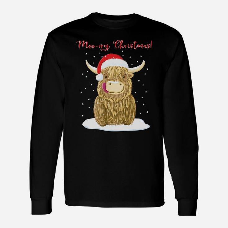Scottish Highland Cow Merry Christmas Snow Sweatshirt Unisex Long Sleeve