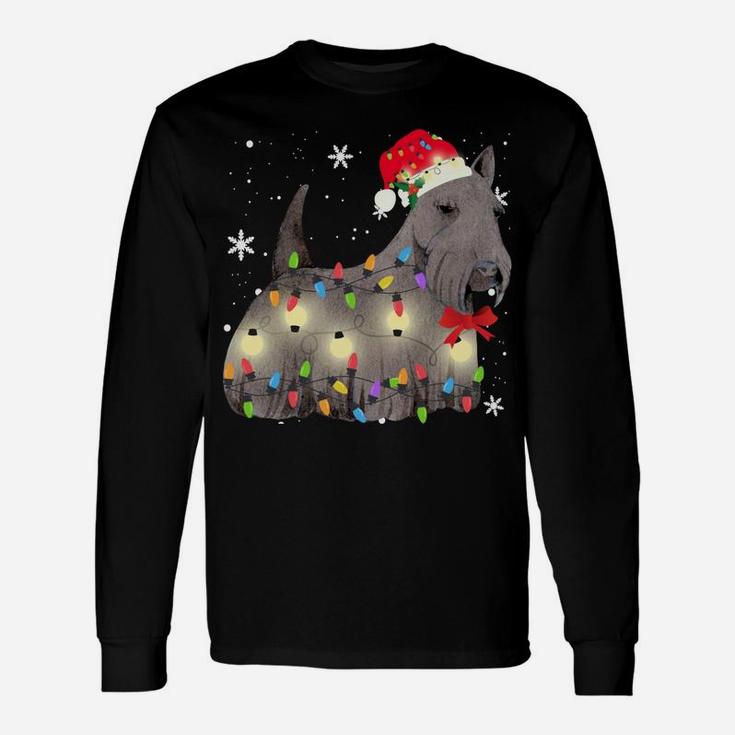 Scottish Terrier Dog Christmas Light Xmas Mom Dad Gifts Unisex Long Sleeve
