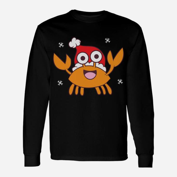 Sea Crab Christmas Crab With Santa Hat Crab Christmas Unisex Long Sleeve