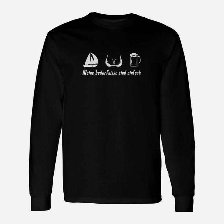 Segelboot & Hufeisen Herren-Langarmshirts mit Bierkrug-Print, Schwarz