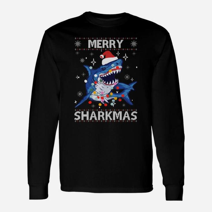 Sharkmas Funny Shark Ugly Christmas Sweaters Sweatshirt Unisex Long Sleeve