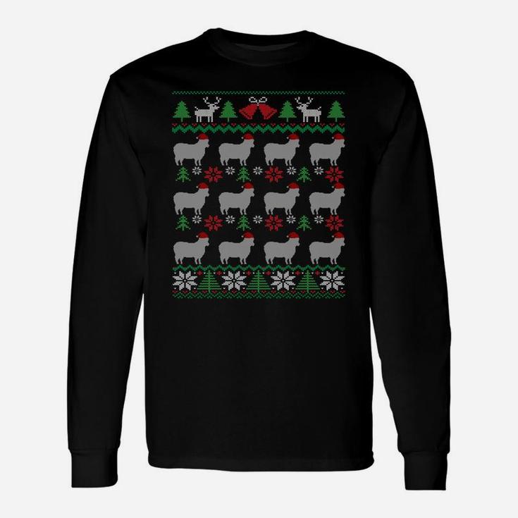 Sheep Wearing Santa Claus Hat Funny Farmer Ugly Christmas Sweatshirt Unisex Long Sleeve
